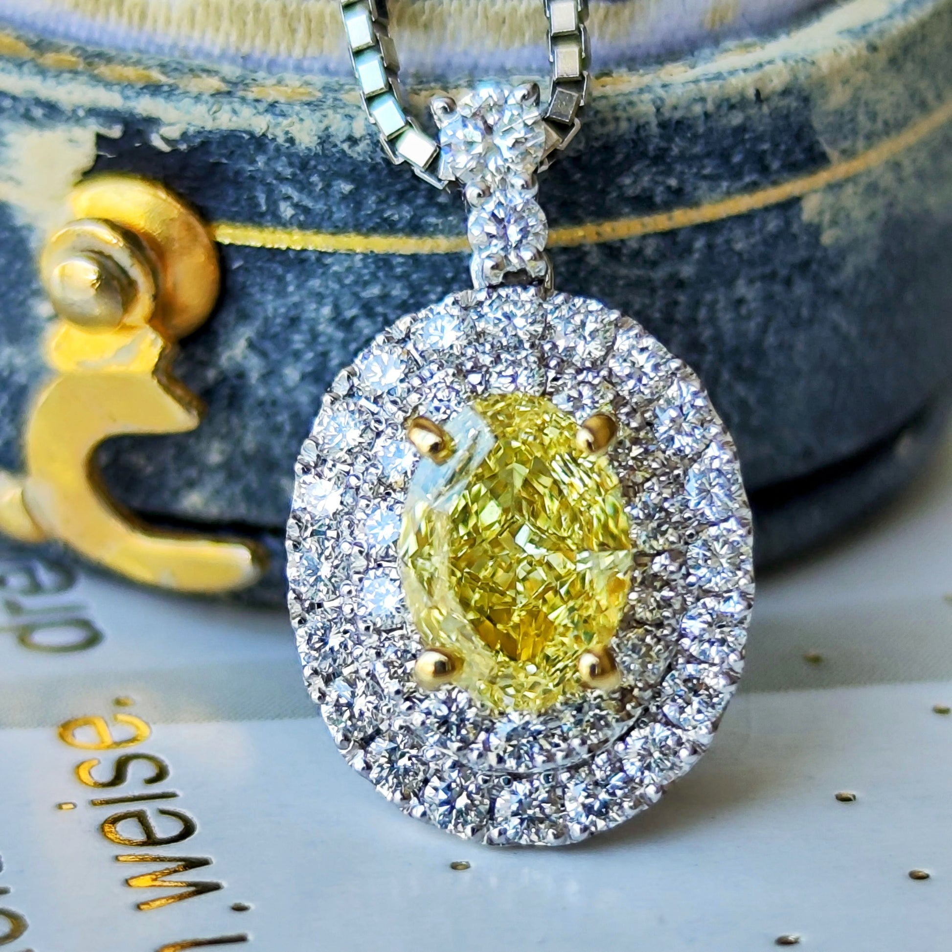 【イエローダイヤ】FANCY INTENSE YELLOW 1.01ct ダイヤモンドネックレス