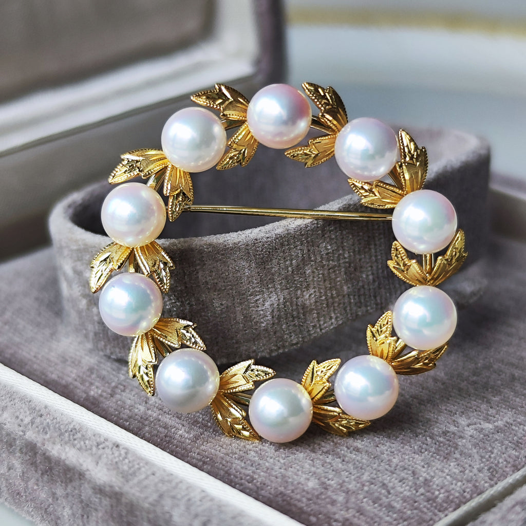 MIKIMOTO パール7珠 ピンブローチ あこや真珠　雪の結晶　未使用品　美品 MIKIMOTO パール7珠 ピンブローチ あこや真珠 雪の結晶 未使用品 美品