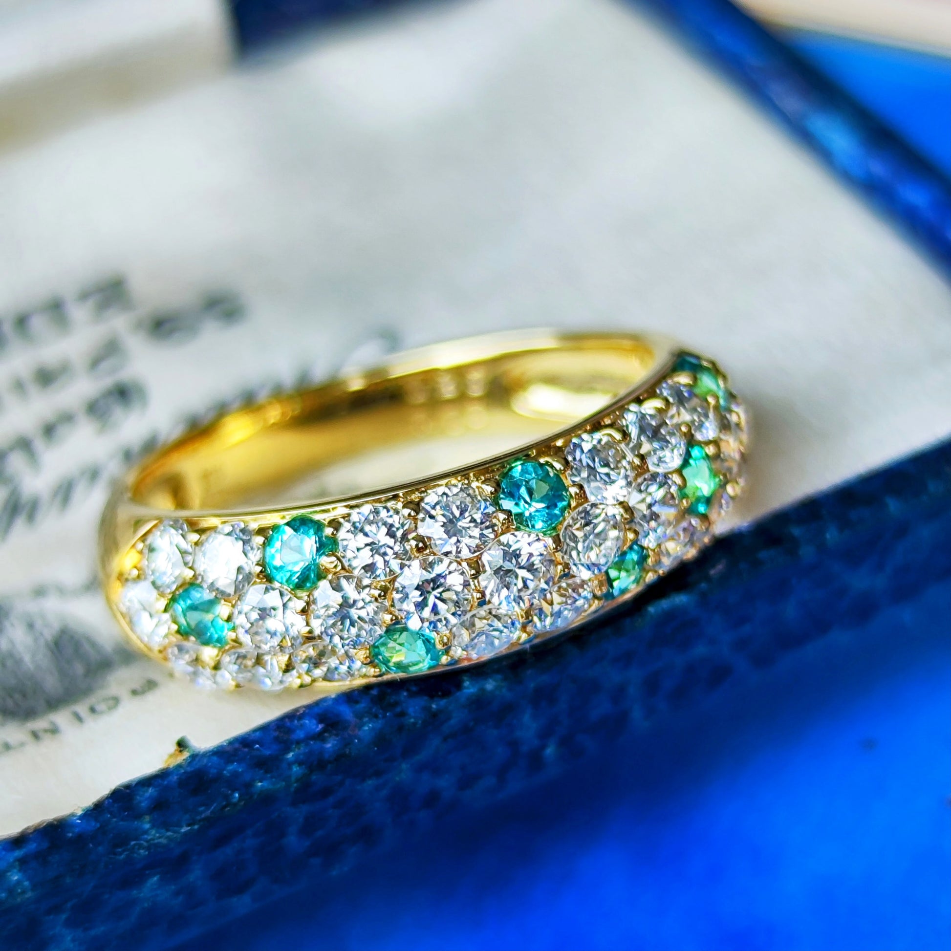 天然パライバトルマリン 天然ダイヤモンド パヴェリング 18金