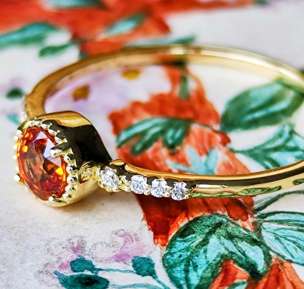 天然スペサルティンガーネット 天然ダイヤモンド リング