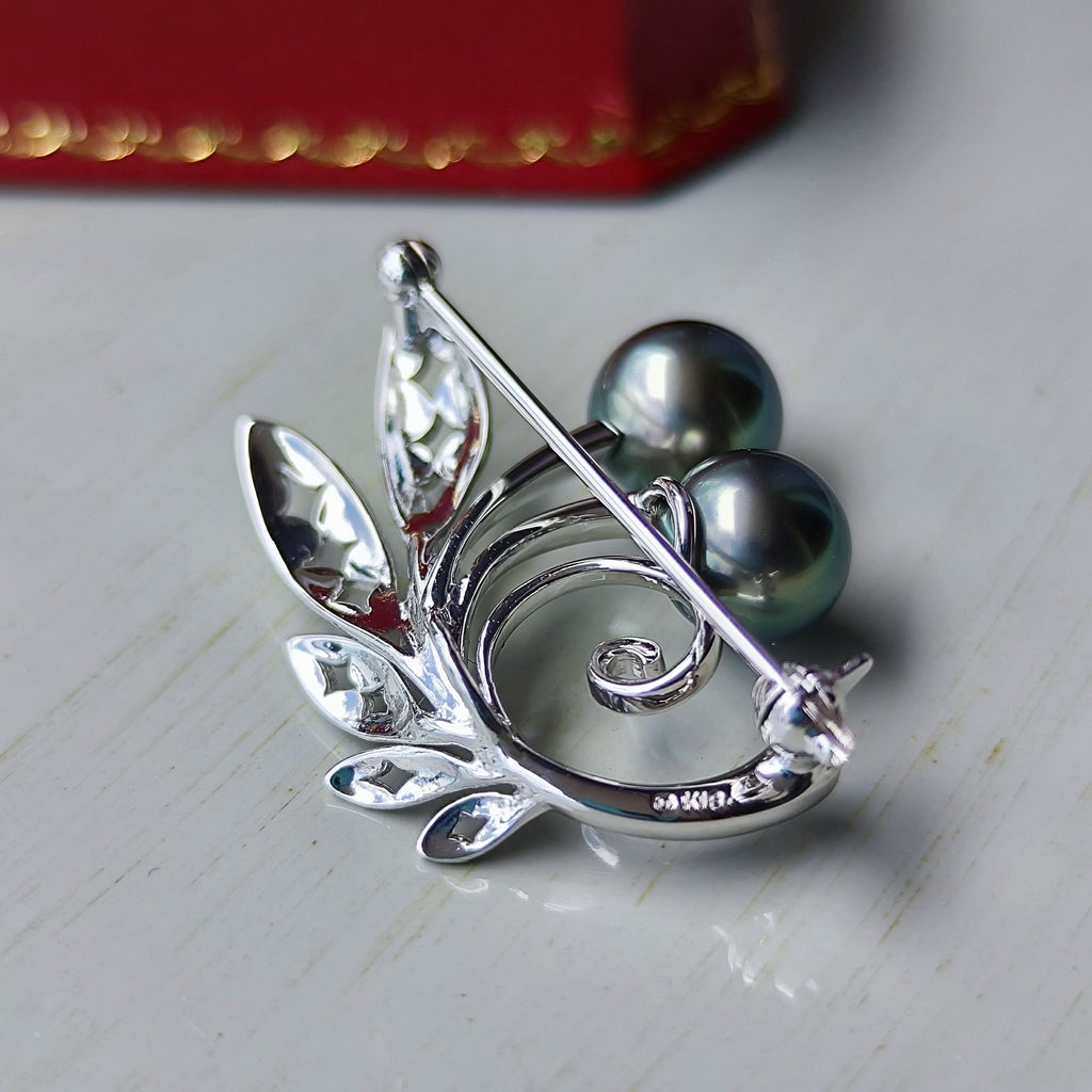 MIKIMOTO ミキモト 黒蝶真珠 18金WG ブローチ