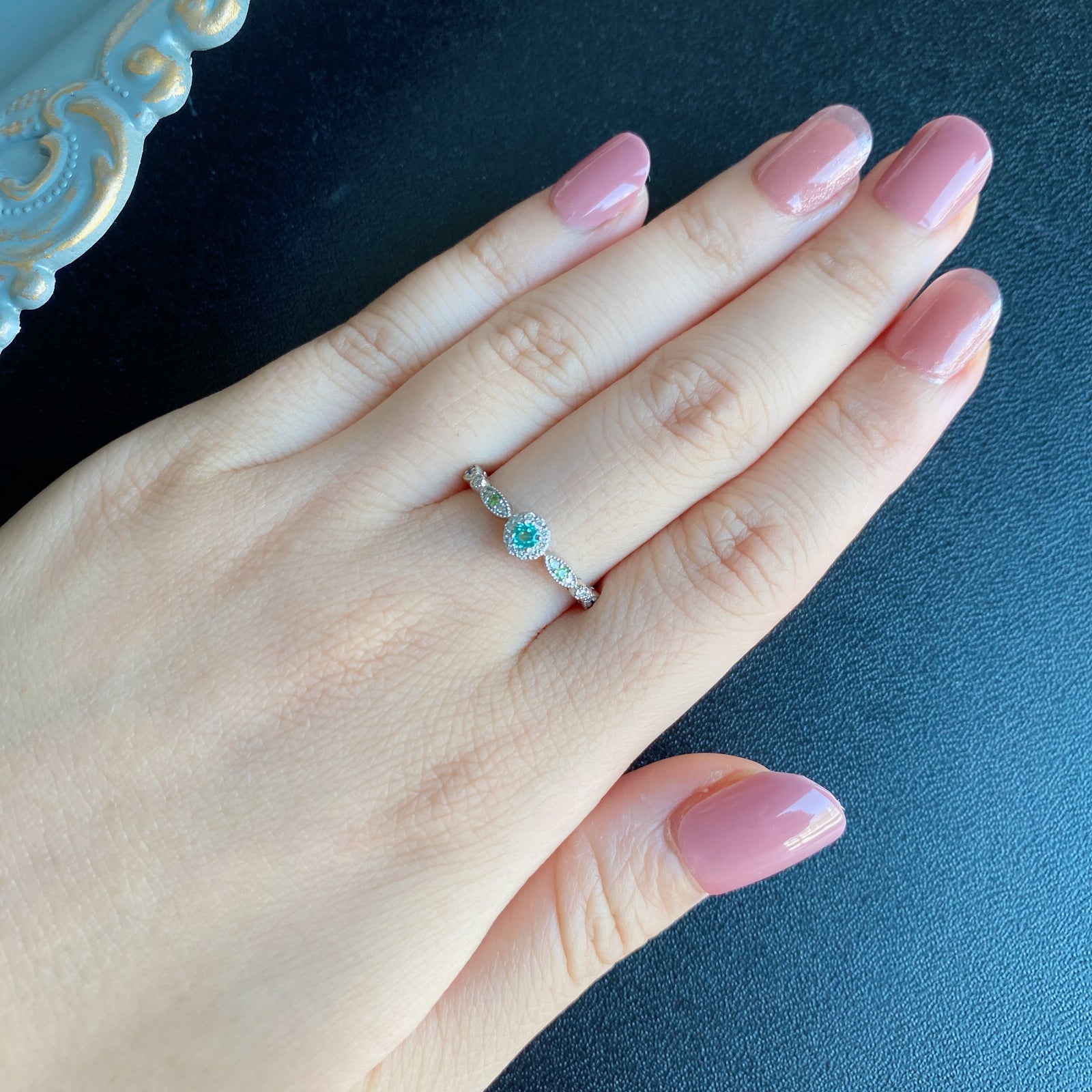 天然パライバトルマリン アウイナイト デマントイド フリーリング 計0.49ct 天然パライバトルマリン アウイナイト デマントイド フリー