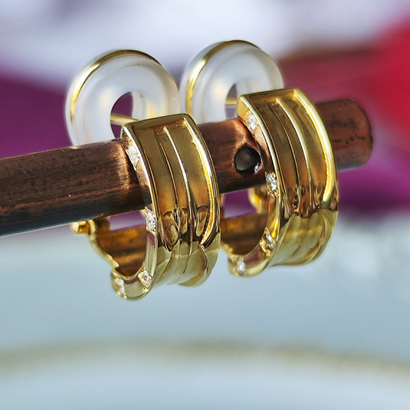 天然ダイヤモンド クリップピアス 18金