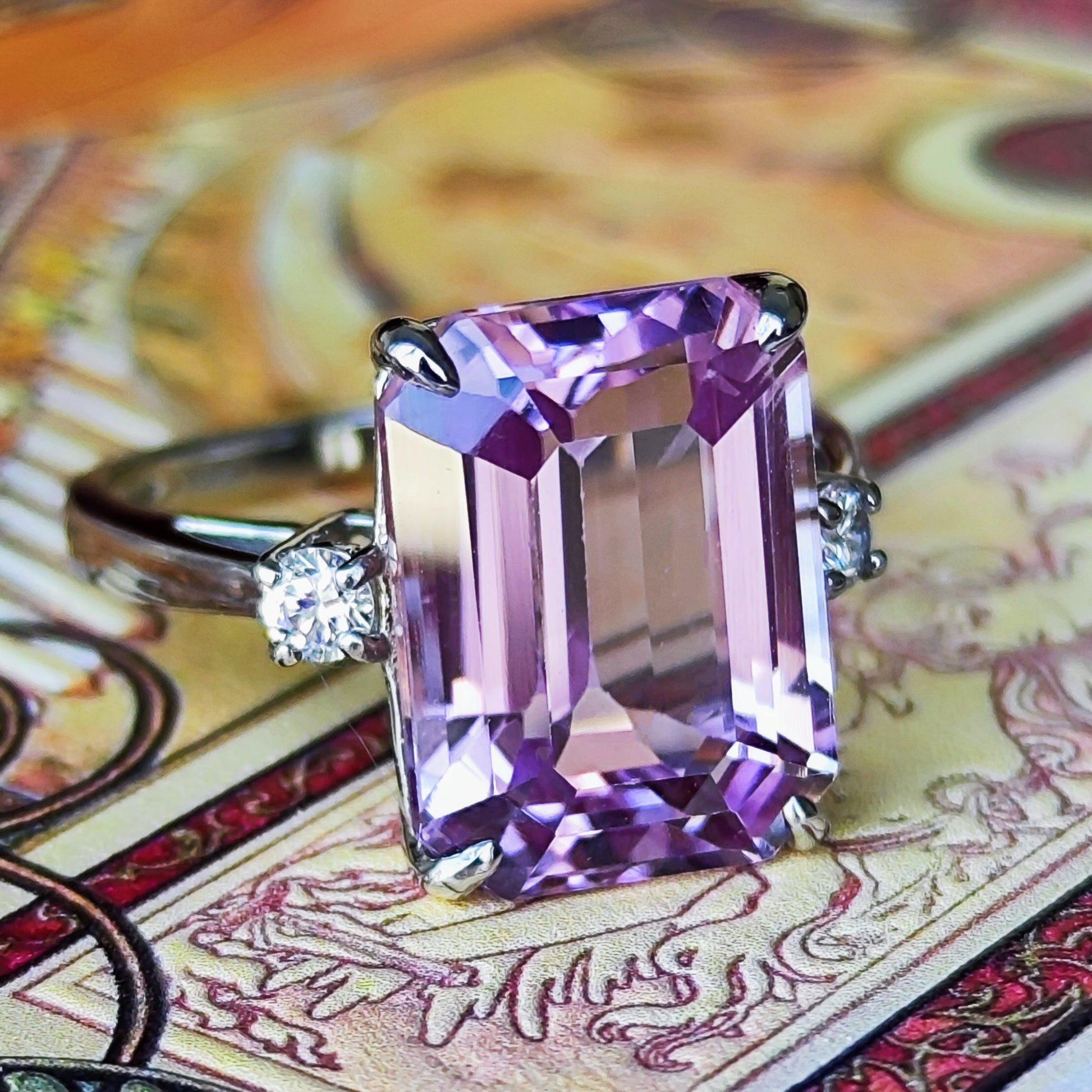 【お値下げ】8.42ct 天然クンツァイト 天然ダイヤモンド リング