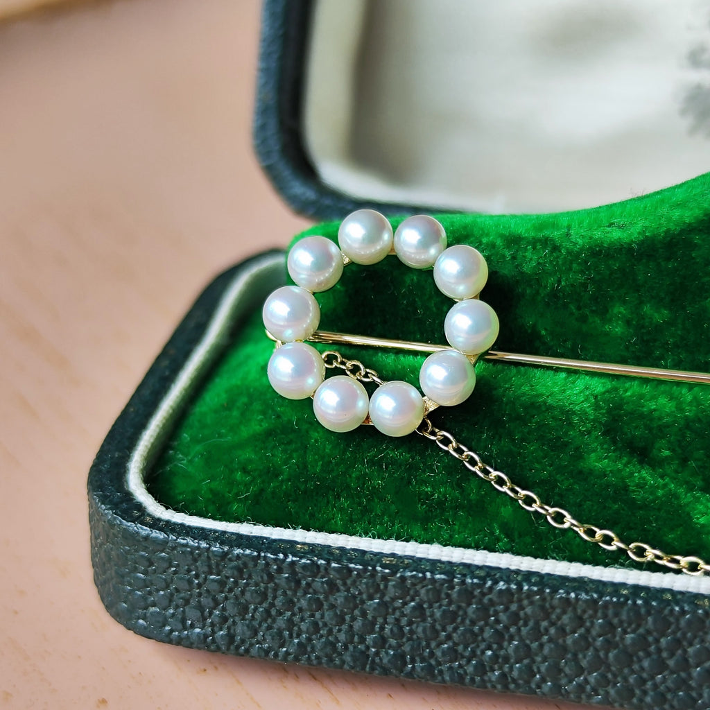 MIKIMOTO ミキモト あこや真珠ピンブローチ サークルモチーフ
