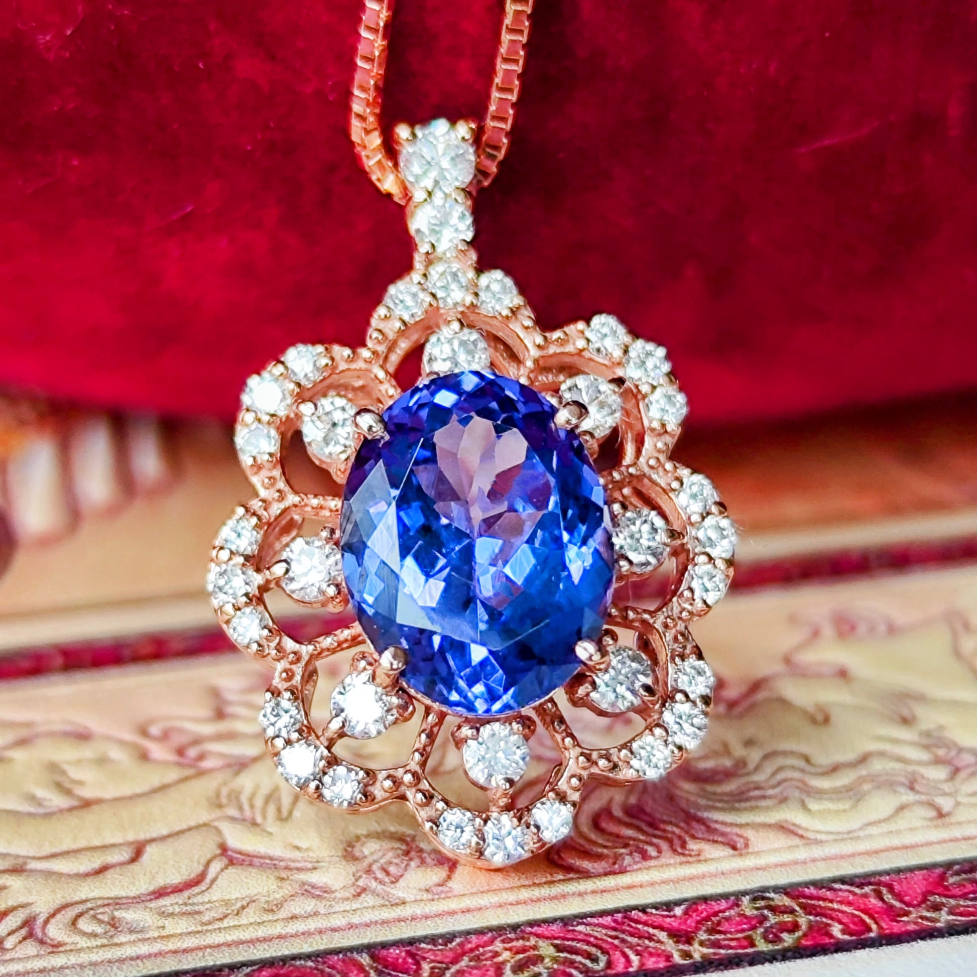 天然タンザナイト 2.07ct 天然ダイヤモンド ネックレス