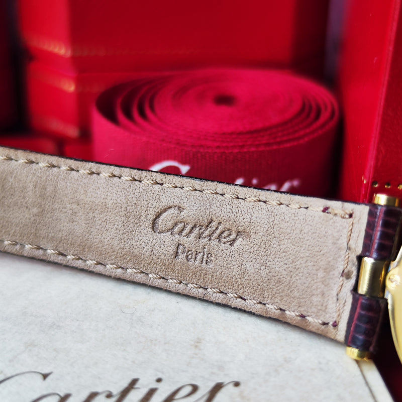 【ボーイズサイズ】Cartierカルティエ ヴァンドーム LM ボルドー文字盤 クォーツ腕時計