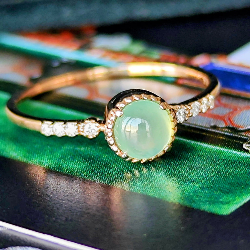 天然翡翠 天然ダイヤモンド リング