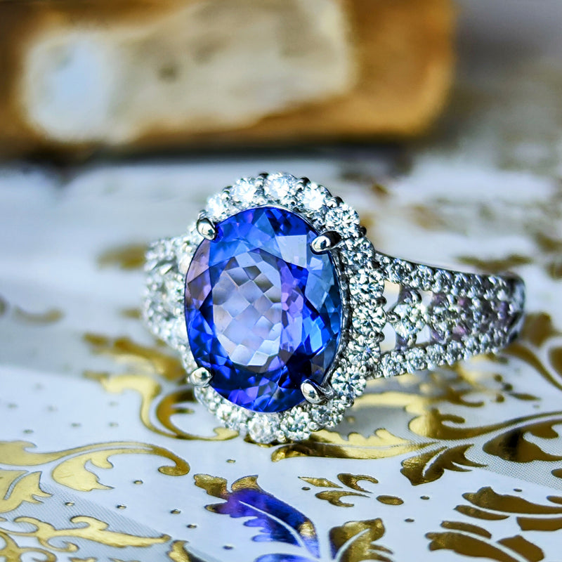 天然タンザナイト 2.47ct 天然ダイヤモンド リング
