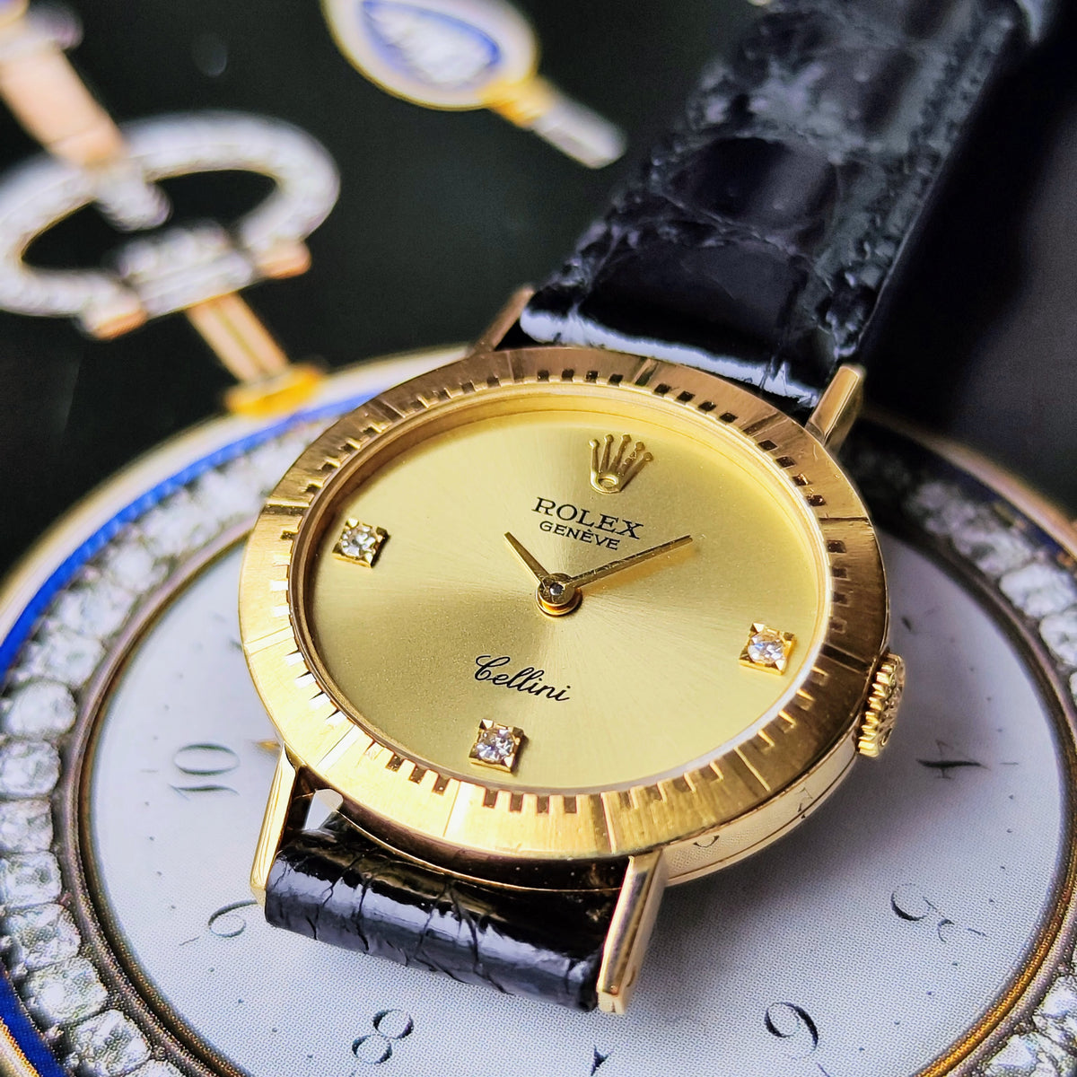 【OH済み】ROLEX ロレックス CELLINI チェリーニ 18金無垢 ダイヤモンド 手巻き腕時計