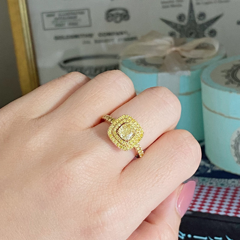 【イエローダイヤ】FANCY INTENSE YELLOW 1.01ct VS-2 リング GIA