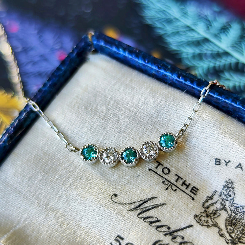 天然パライバトルマリン 天然ダイヤモンド ネックレス