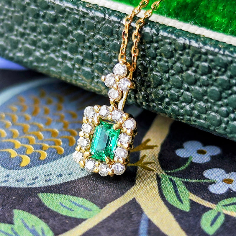 天然エメラルド 天然ダイヤモンド ネックレス