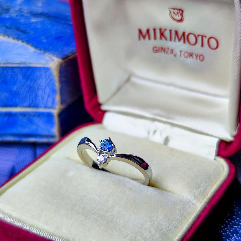 MIKIMOTO ミキモト 天然サファイア 天然ダイヤモンド リング