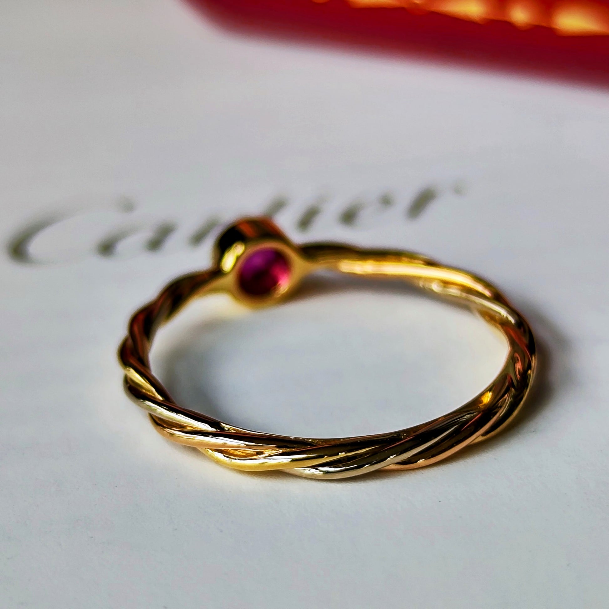 Cartier カルティエ スリーカラーツイストリング ルビー 50