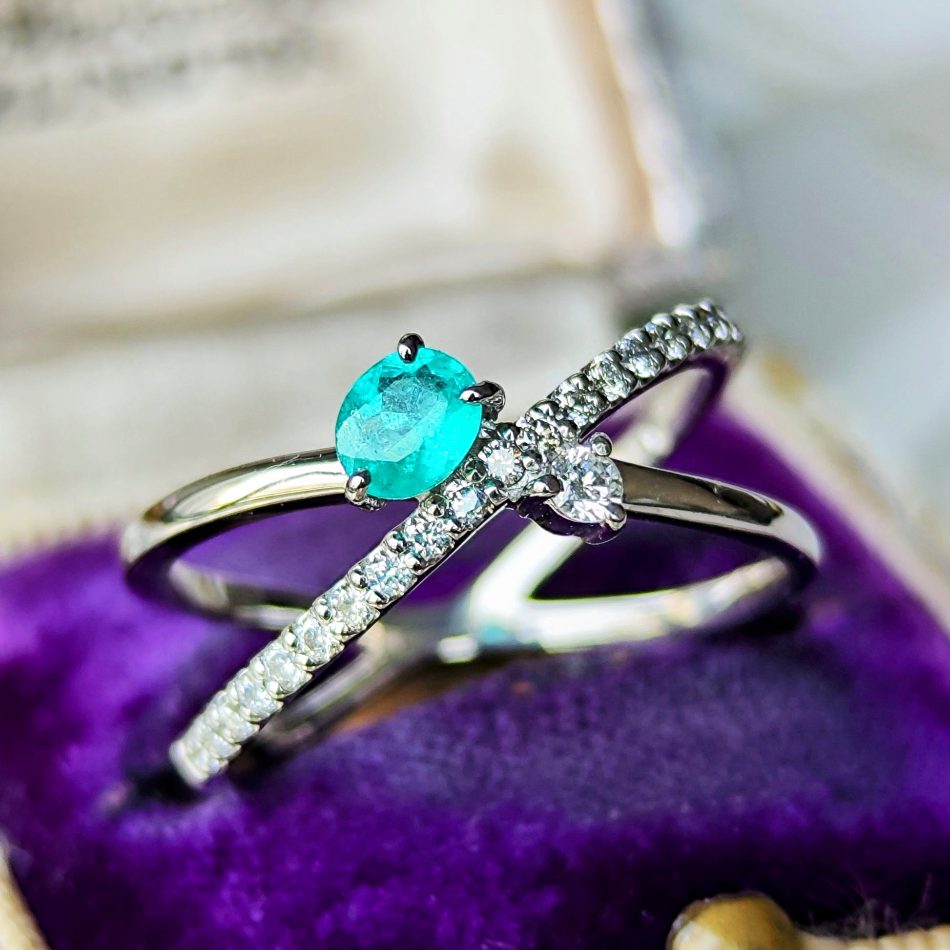 【トップカラー】天然パライバトルマリン 天然ダイヤモンド プラチナリング