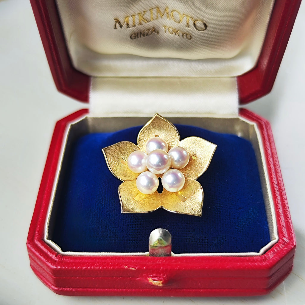 [Vintage MIKIMOTO] MIKIMOTO Akoya Pearl 14K Gold Brooch / Pendant Top ③