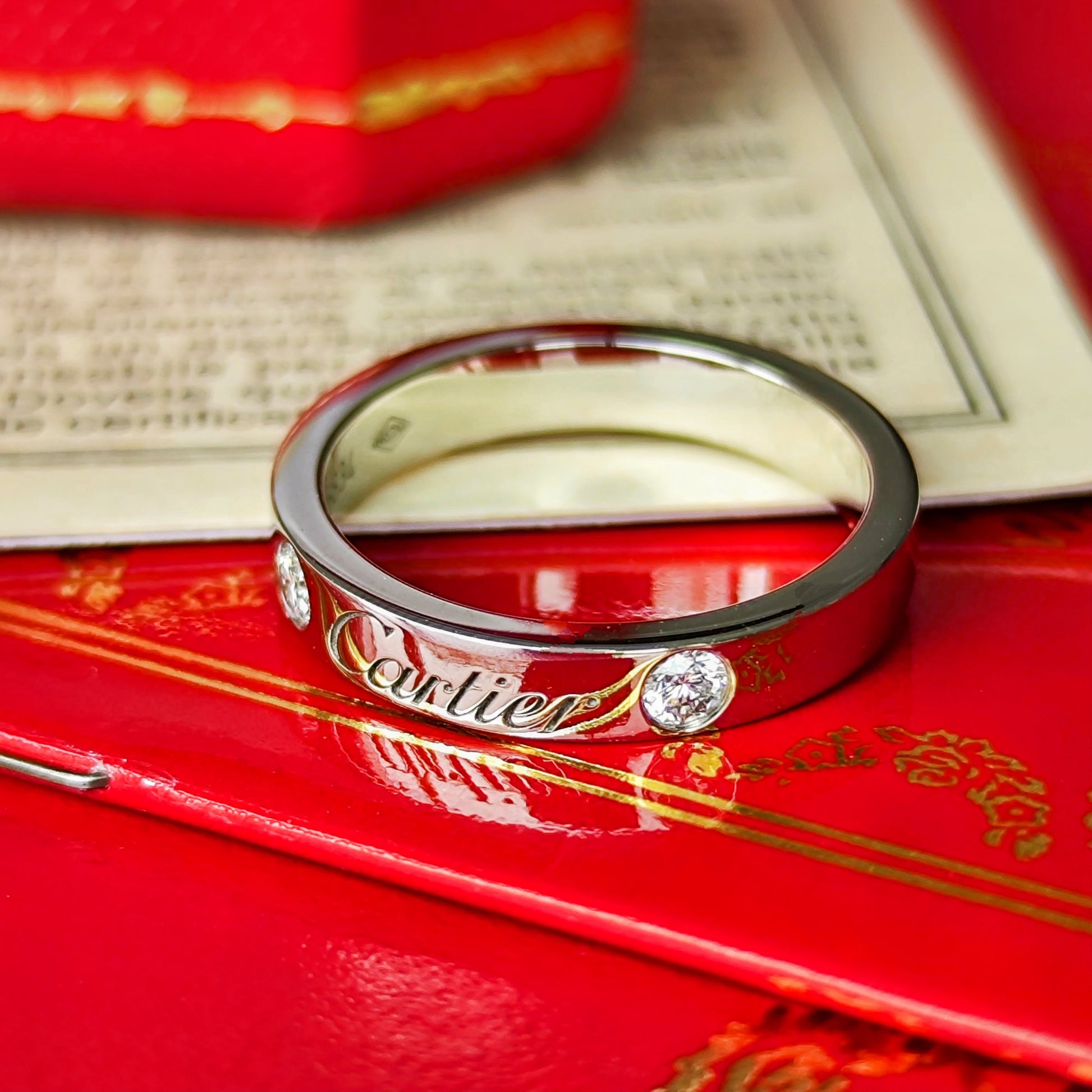 Cartier カルティエ Cドゥ エングレーブド ダイヤモンド プラチナリング 45