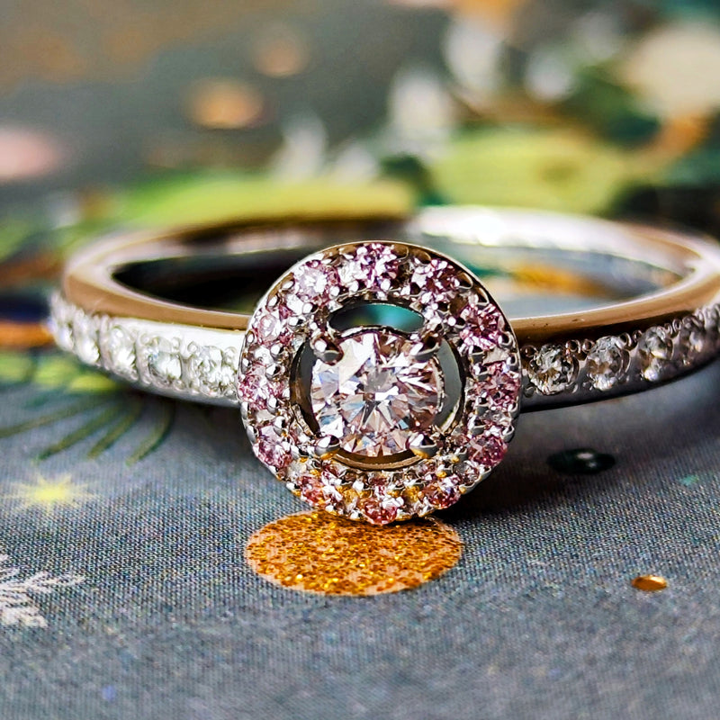 【ピンクダイヤ】TASAKI 田崎真珠 FANCY LIGHT PURPLISH PINK 18金WG リング