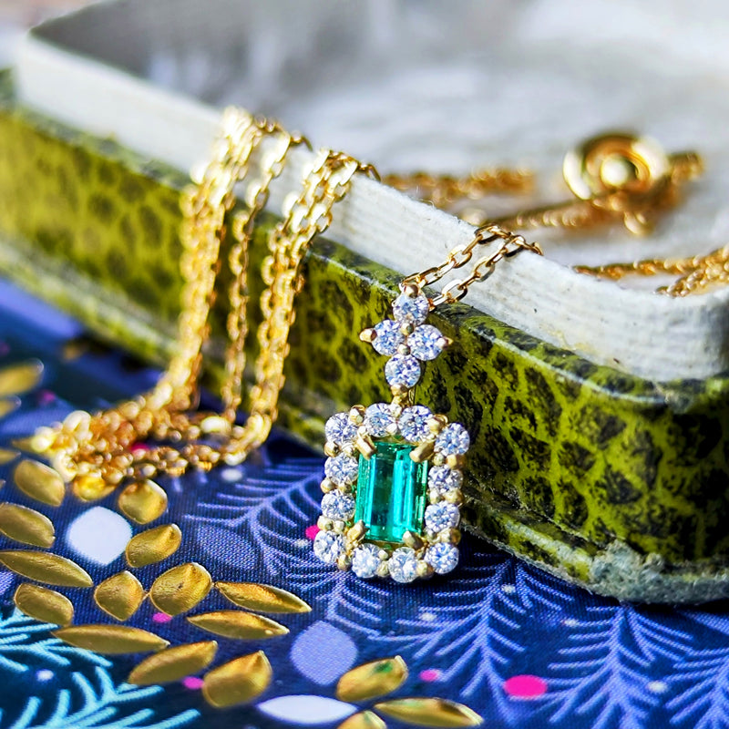 天然エメラルド 天然ダイヤモンド ネックレス