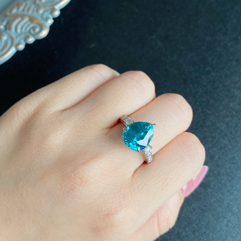 天然ジルコン 7.06ct 天然ダイヤモンド リング