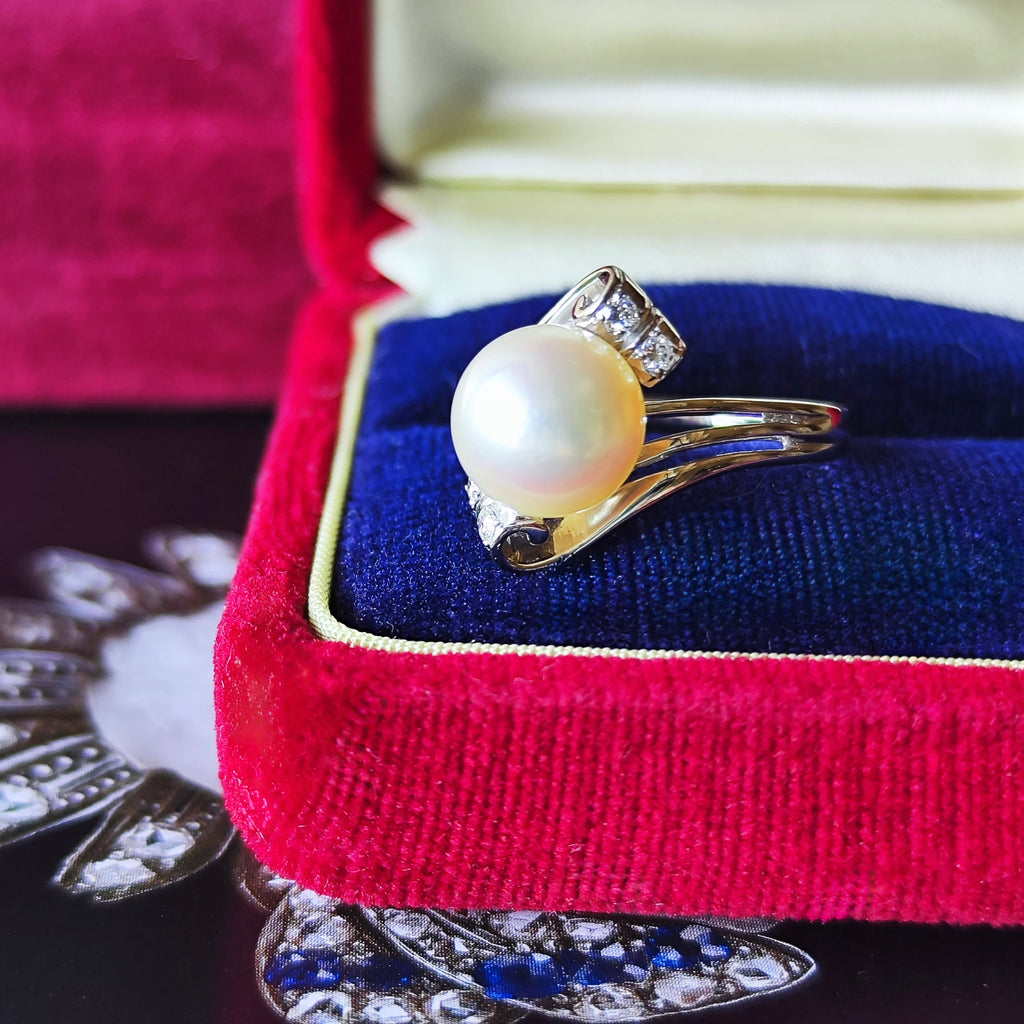 【オールドミキモト 】MIKIMOTO ミキモト あこや真珠 14金WG リング