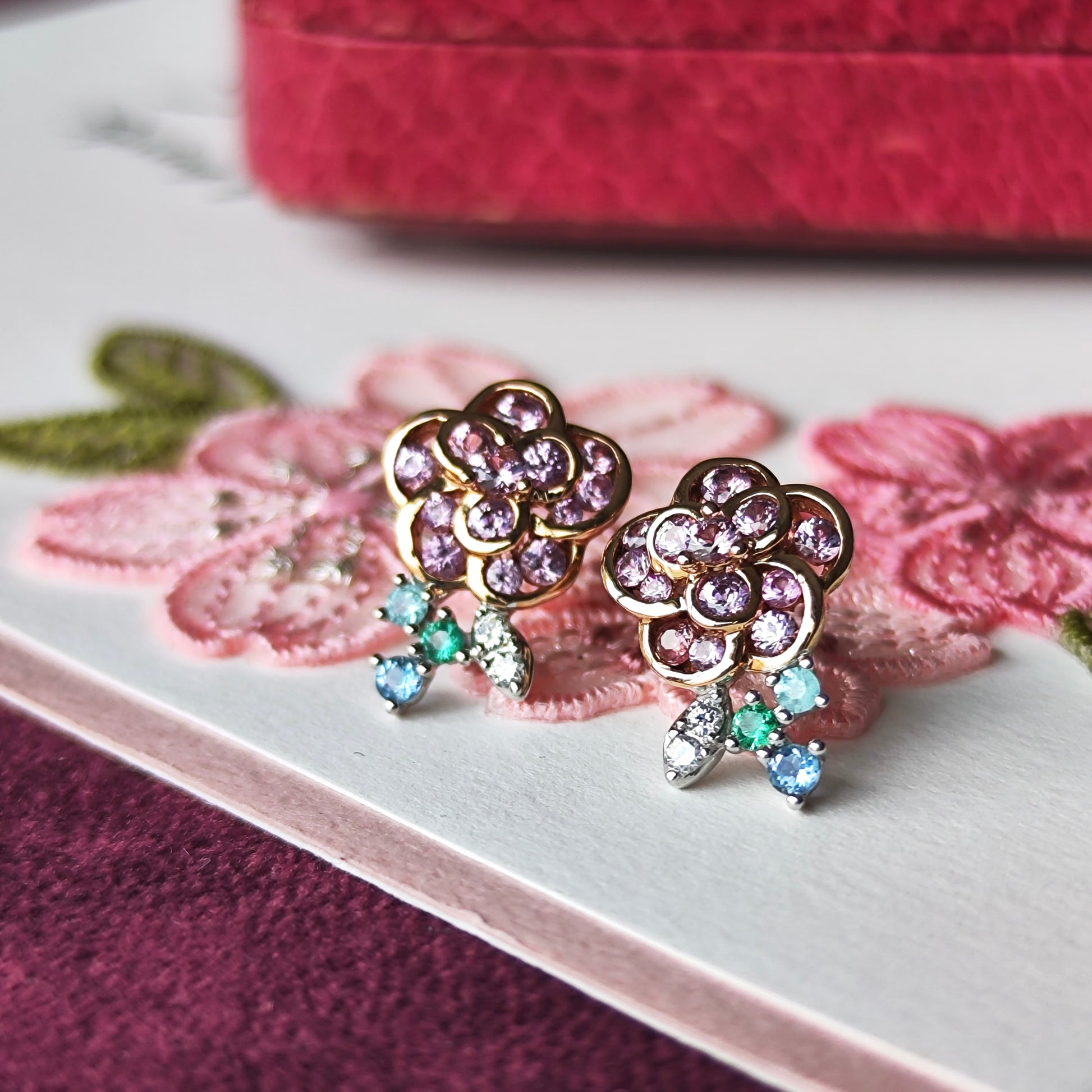 【ロマンチックガーデン】GSTV 天然石 カラーストーン ピアス