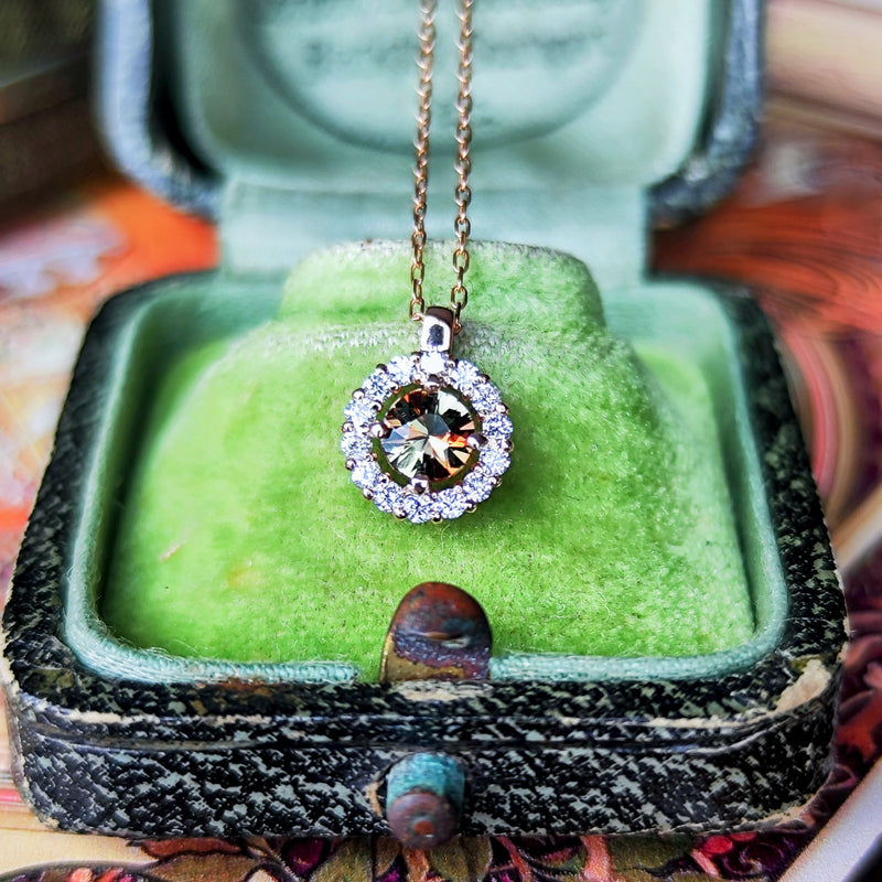 天然アンダリュサイト 天然ダイヤモンド ネックレス