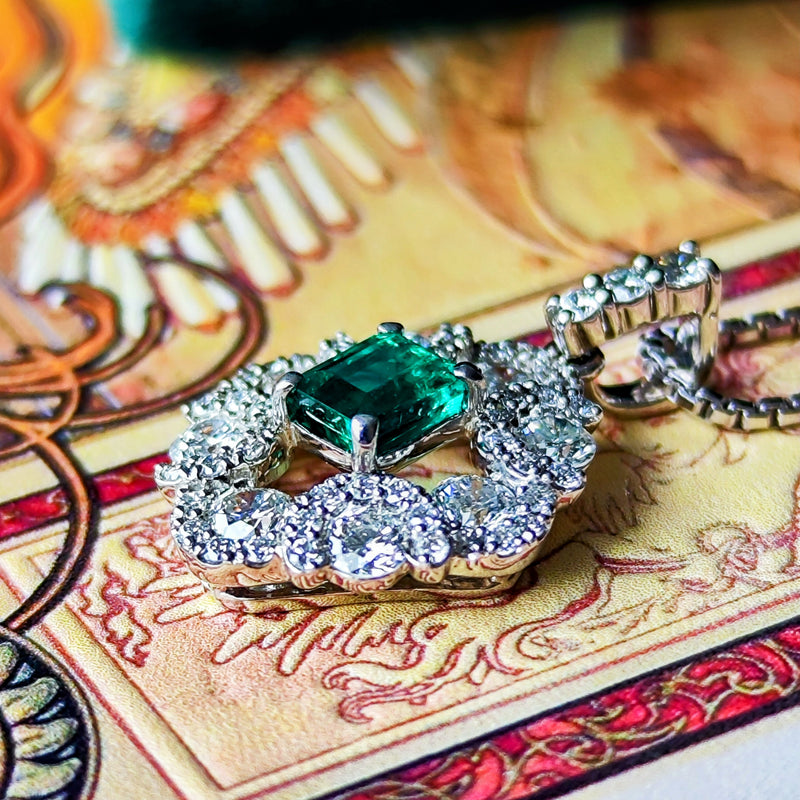 【ノンオイル コロンビア産】天然エメラルド 天然ダイヤモンド ネックレス