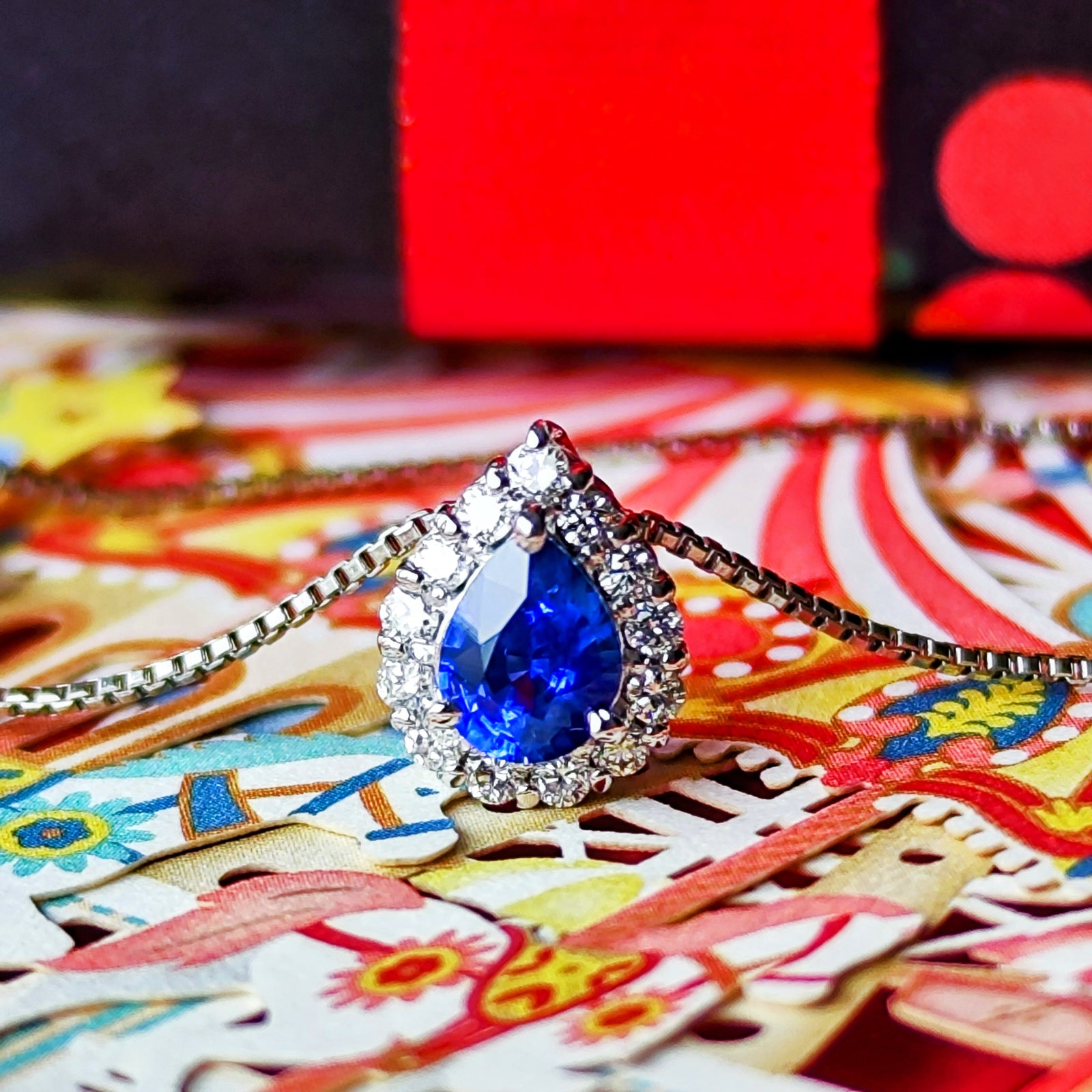 コーンフラワー】天然サファイア 天然ダイヤモンド ネックレス – Mico