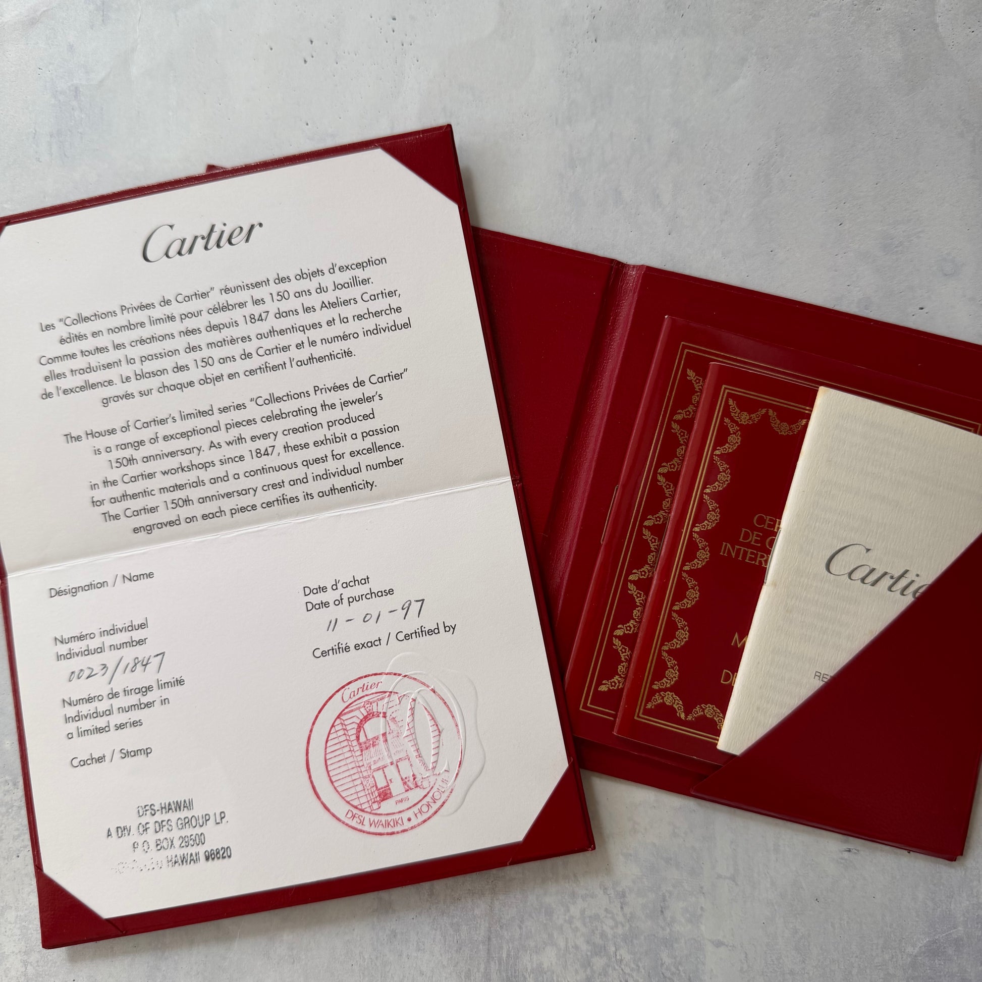【Cartier 150周年 1847本限定モデル】
カルティエ マストヴァンドーム LM クォーツ腕時計 ギャランティカード