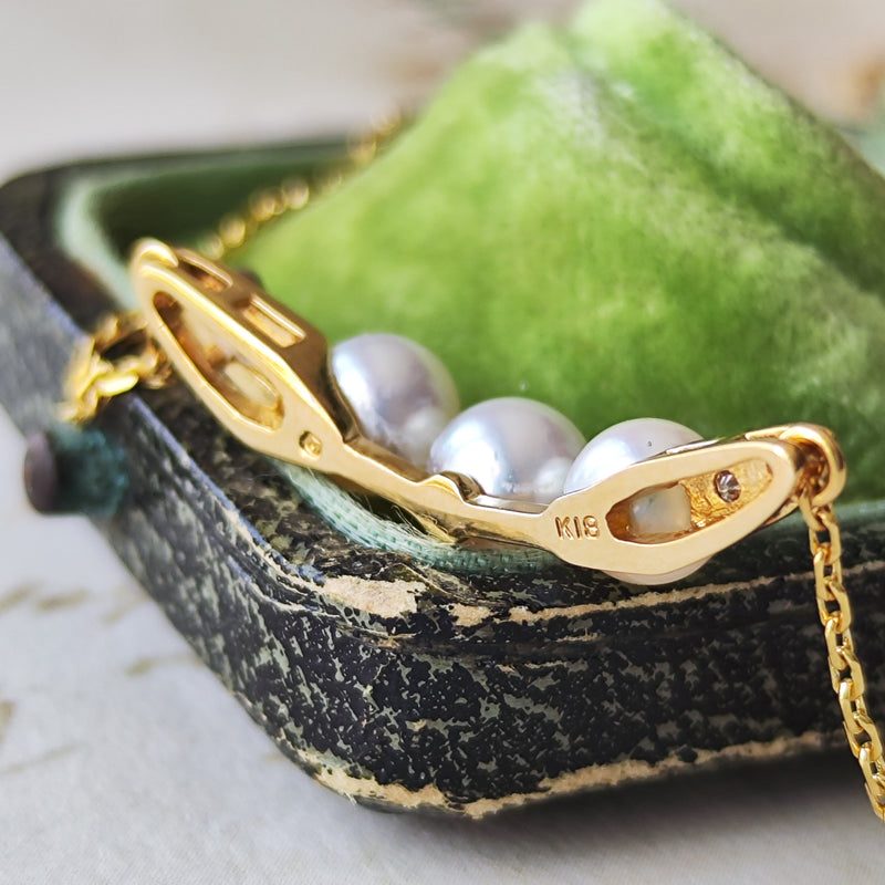 MIKIMOTO ミキモト あこや真珠 天然ダイヤモンド ネックレス