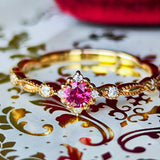 【ホットスピネル】天然ピンクスピネル 天然ダイヤモンド 18金リング