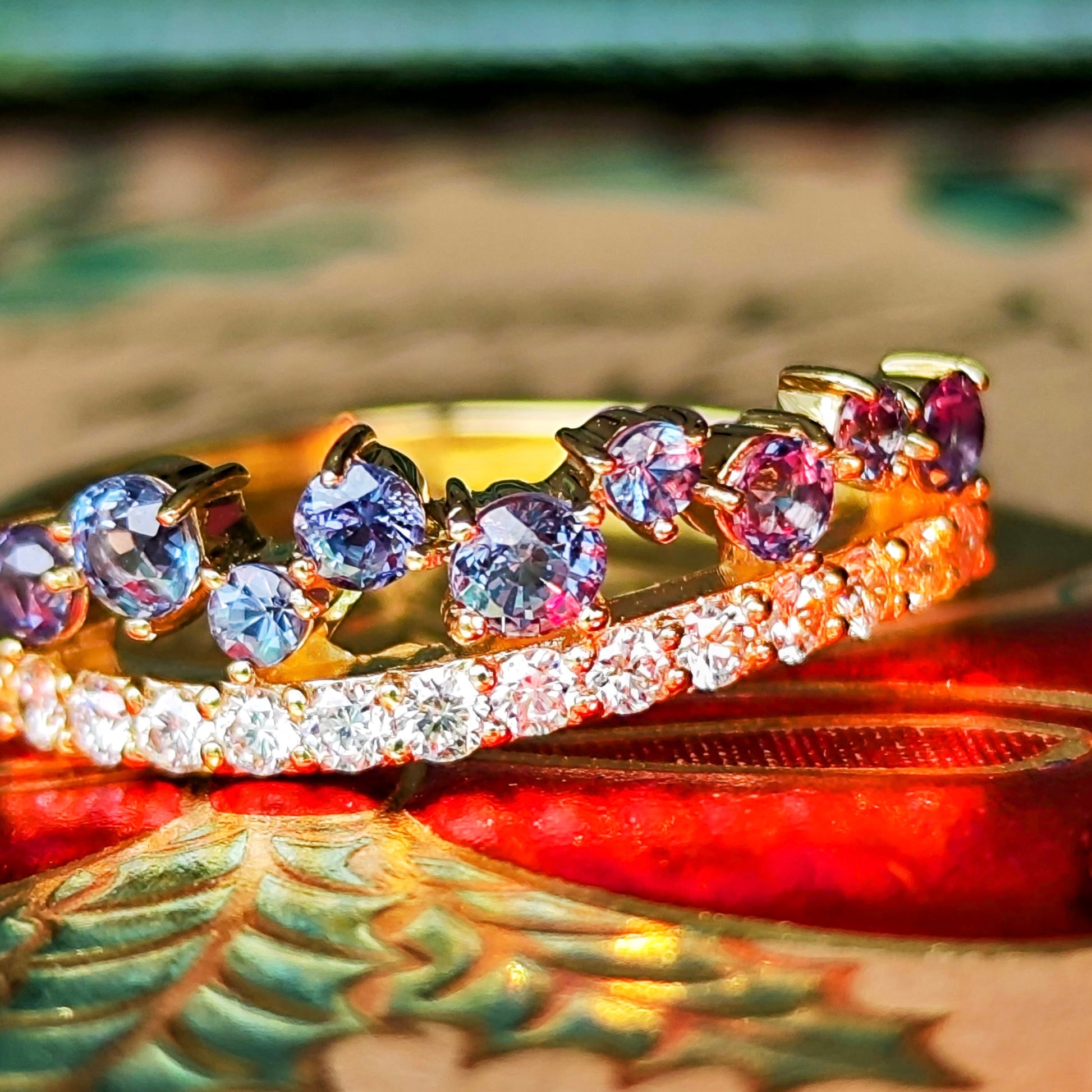 天然アレキサンドライト 0.49ct 天然ダイヤモンド リング