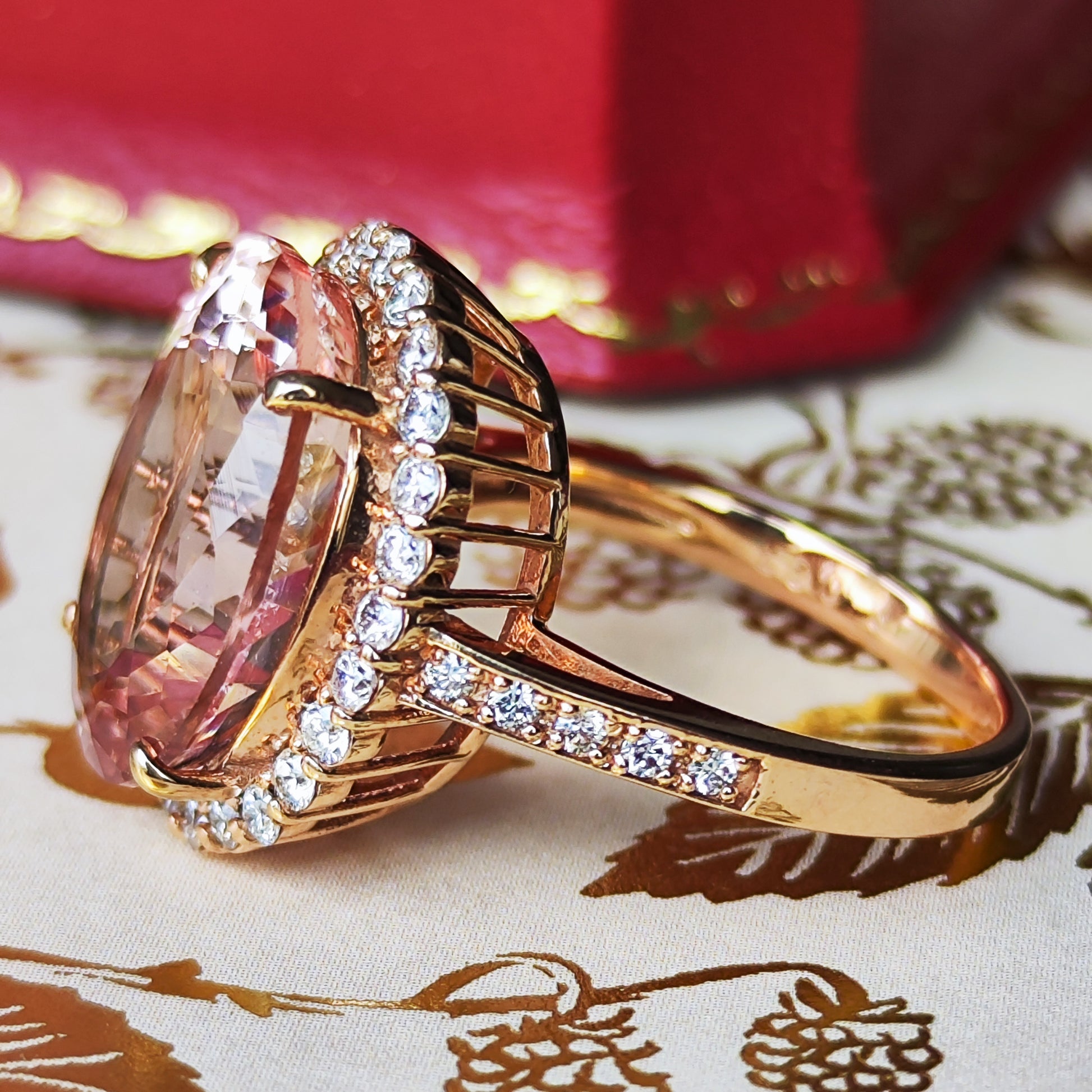 【大粒 8.84ct】天然モルガナイト 天然ダイヤモンド リング