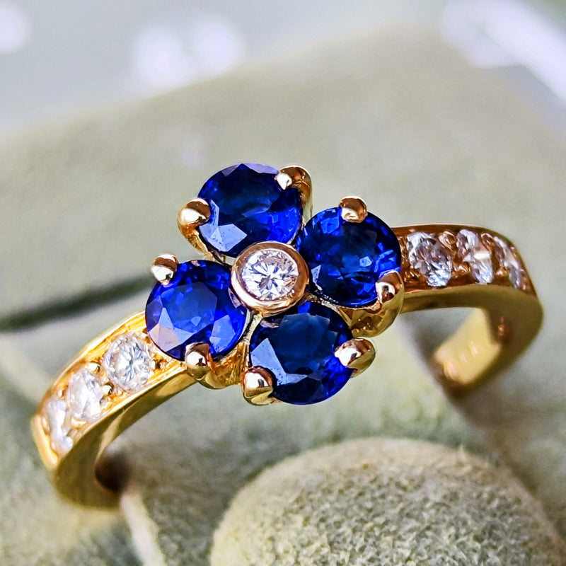 【Vintage Van Cleef & Arpels】ヴァンクリーフ&アーペル サファイア フラワーリング