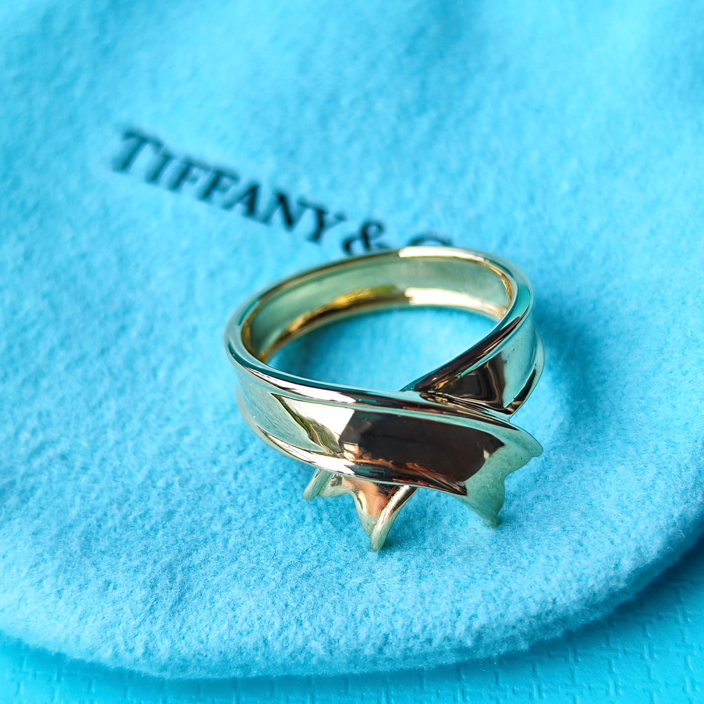 【オールドティファニー】TIFFANY &Co リボンリング 18金YG