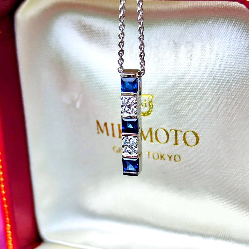 MIKIMOTO ミキモト 天然サファイア 天然ダイヤモンド ネックレス