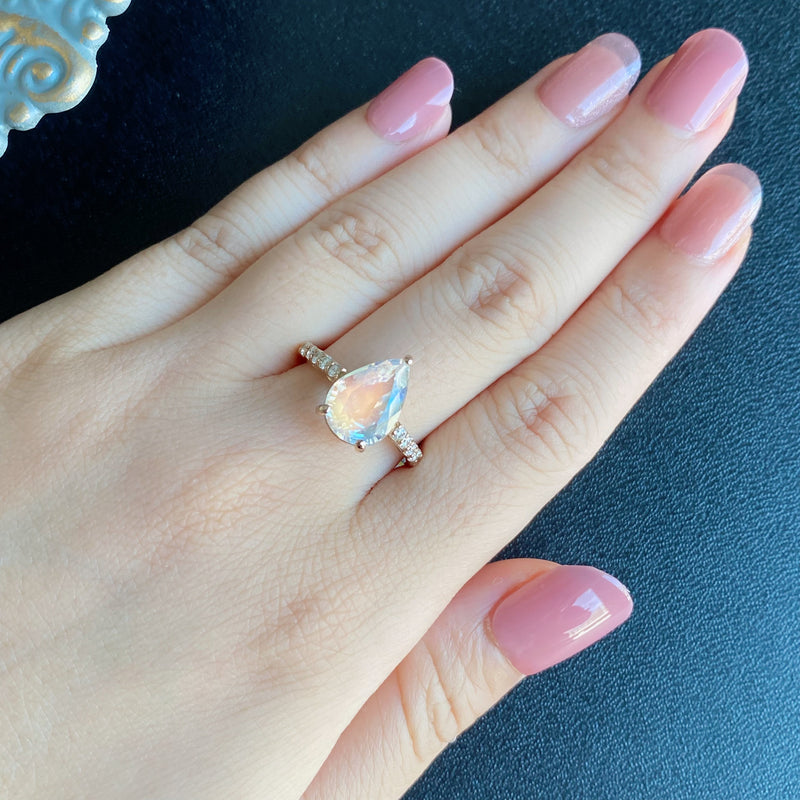 天然アンデシンラブラドライト 3.195ct 天然ダイヤモンド リング