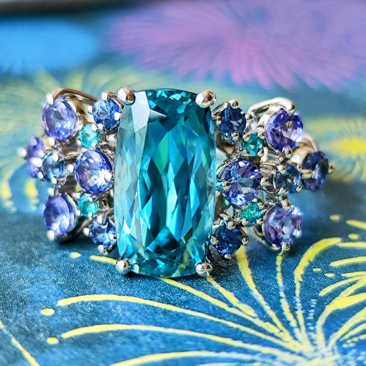 STAR JEWELRY ブルーサファイヤ & ダイヤモンド プラチナリング