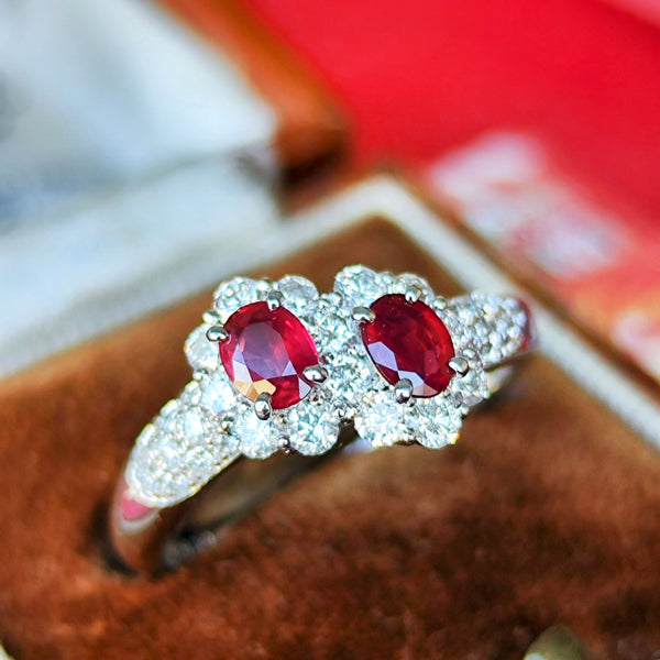 【2石とも 非加熱 ピジョンブラッド】天然ルビー 天然ダイヤモンド リング
