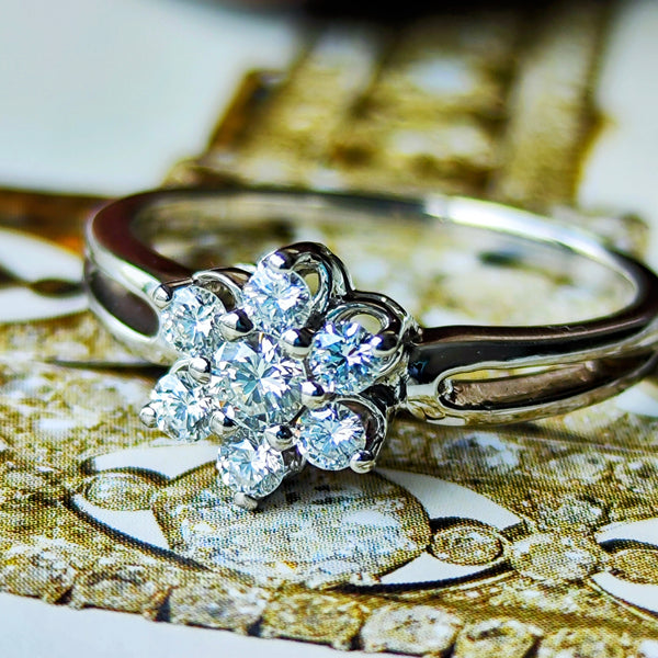 MIKIMOTO ミキモト 天然ダイヤモンド クラスターリング