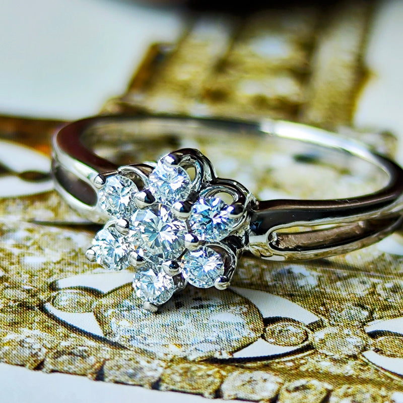 MIKIMOTO ミキモト 天然ダイヤモンド クラスターリング