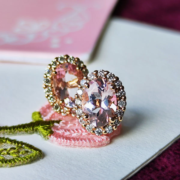 【お値下げ】天然モルガナイト 天然ダイヤモンド ピアス