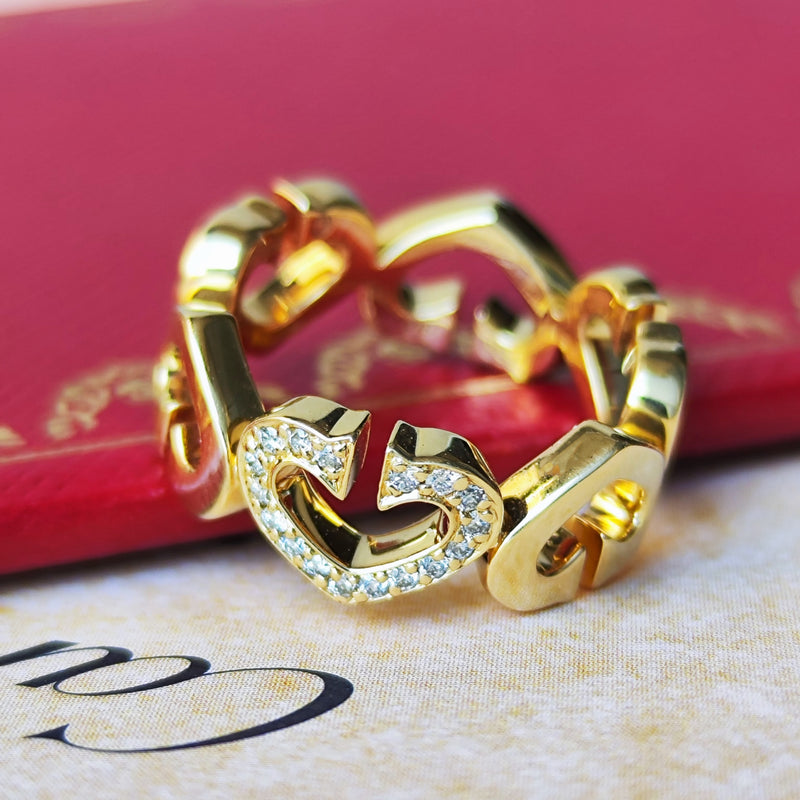 【廃盤 Cartier カルティエ】Cハートダイヤモンド リング K18YG 47
