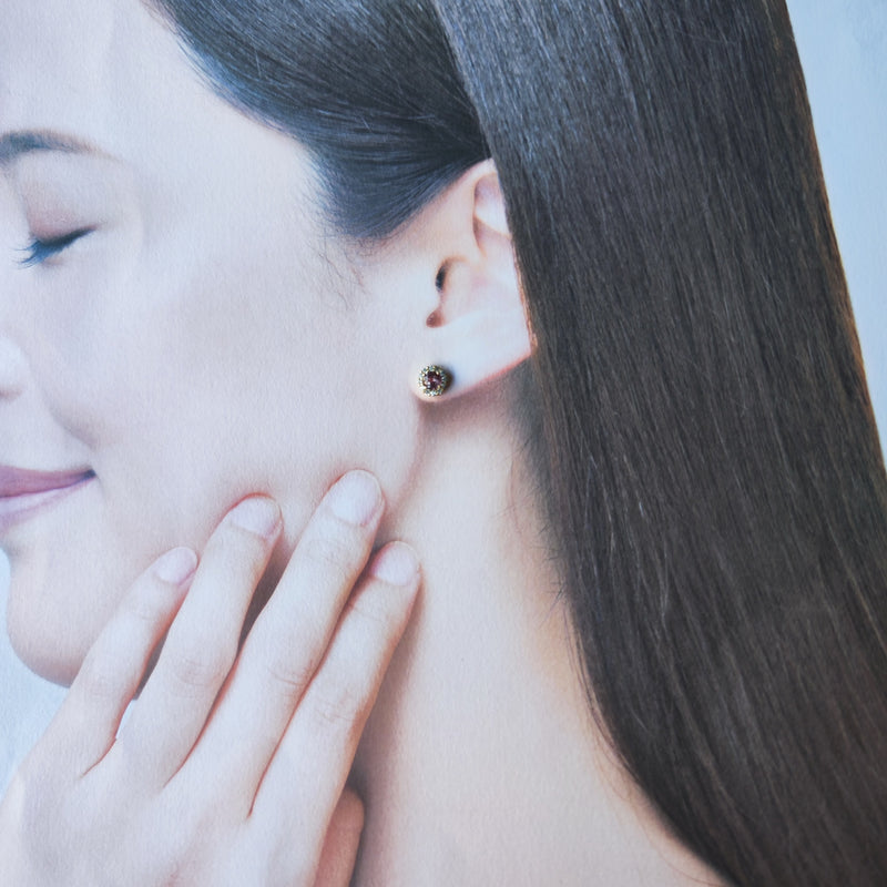 天然パパラチアサファイア 天然ダイヤモンド ピアス