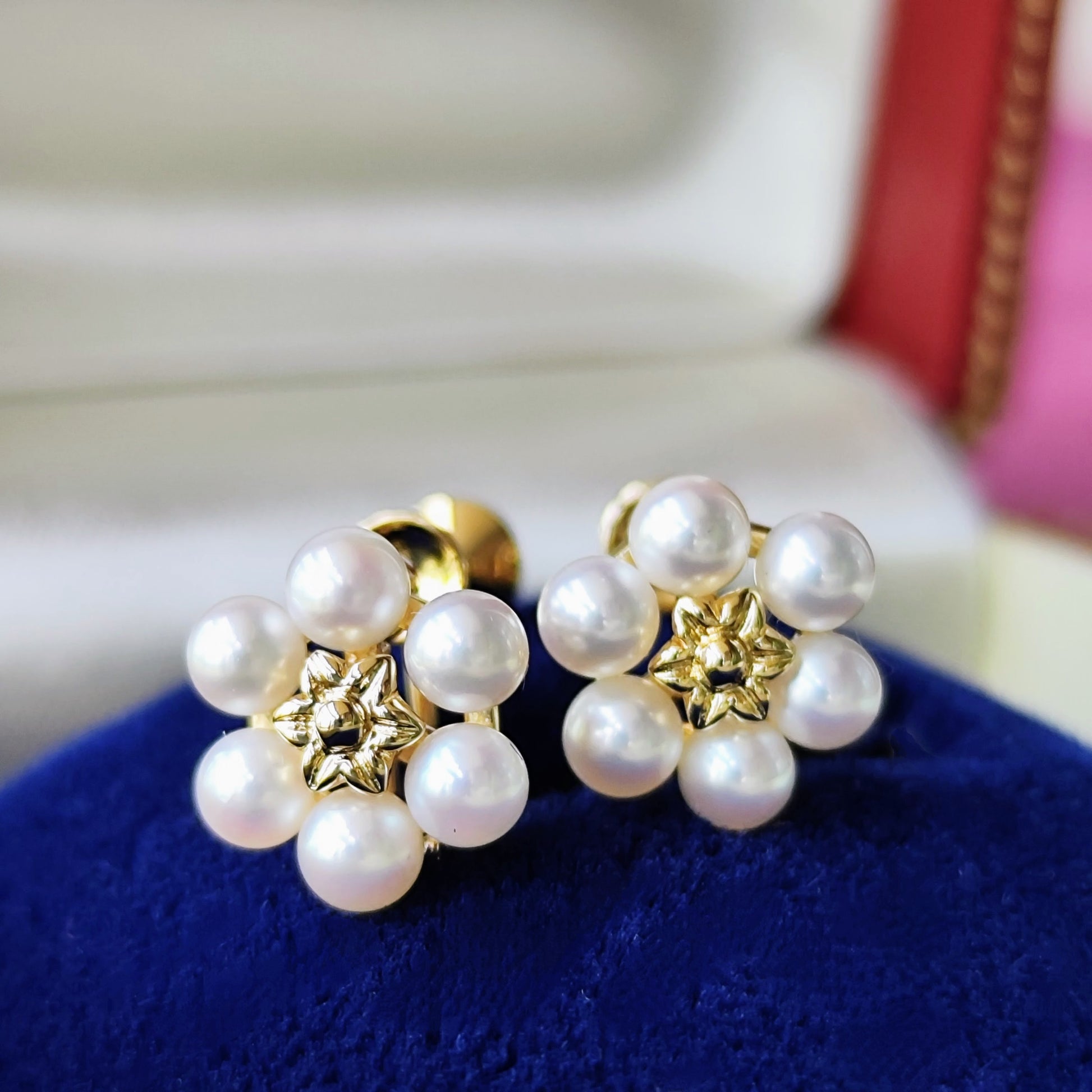 MIKIMOTO ミキモト あこや真珠 お花のイヤリング 18金