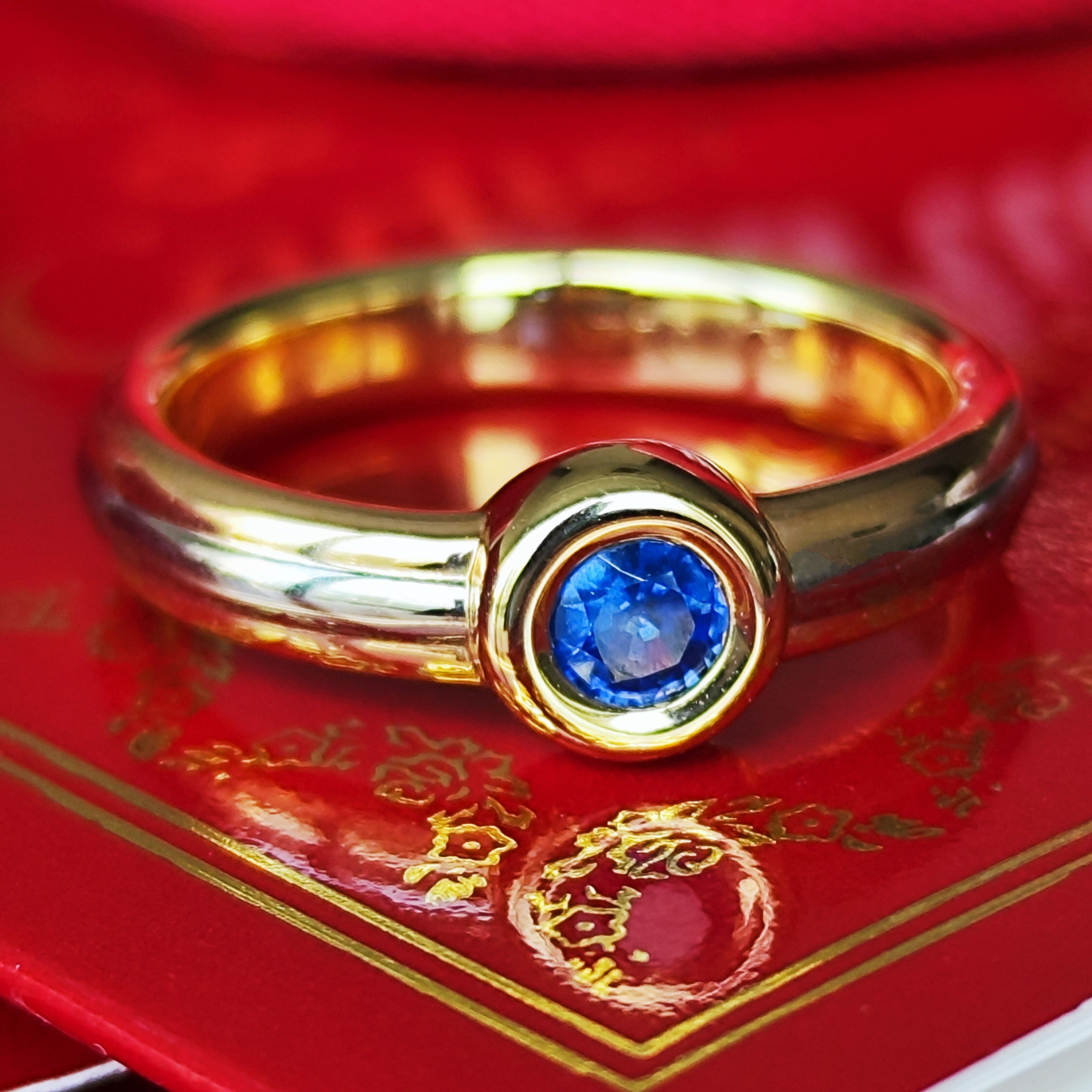 サファイアストーンリング　ヴィンテージ Vintage Cartier】カルティエ モノストーン サファイア 18金スリー