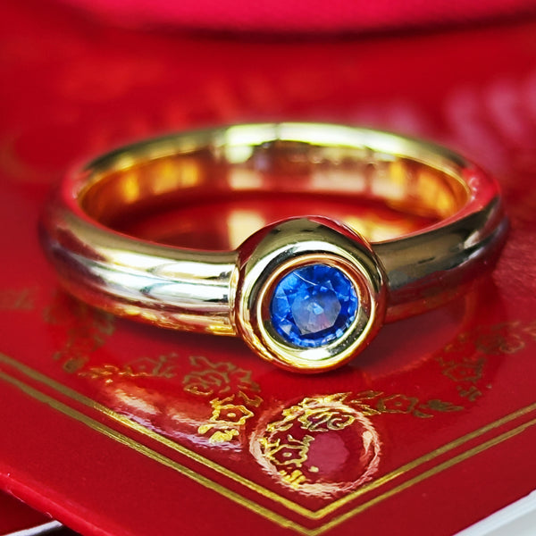 【Vintage Cartier】カルティエ モノストーン サファイア 18金スリーカラーリング