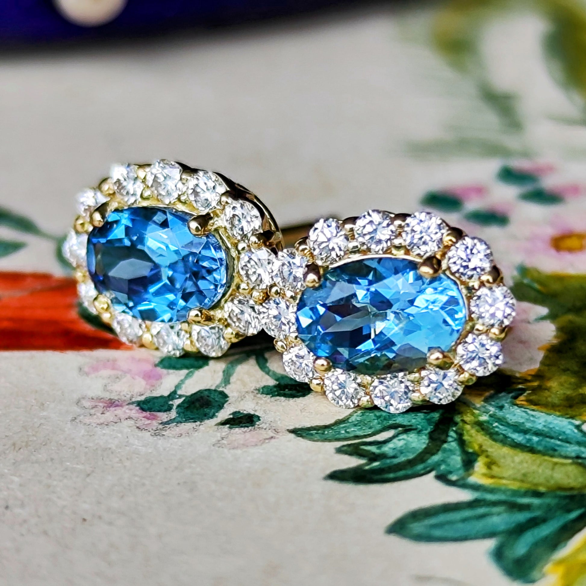 【サンタマリア】天然アクアマリン 天然ダイヤモンド 18金ピアス